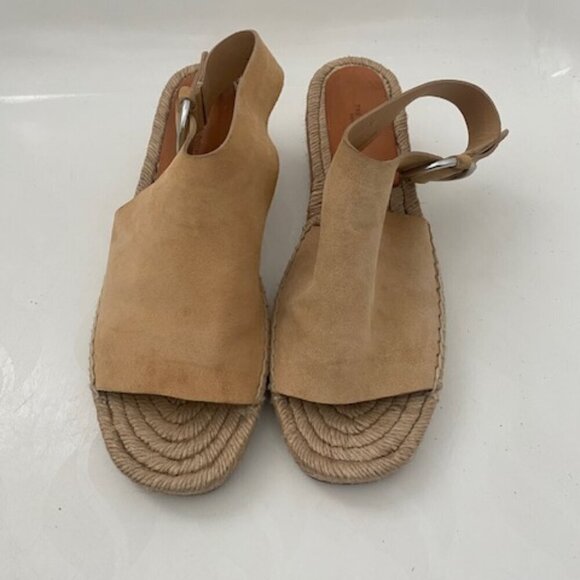 RAG & BONE Calla Dune Tan Suede Buckle Wedge Sandals Sz 37 / US 7-7.5 - Picture 4 of 16